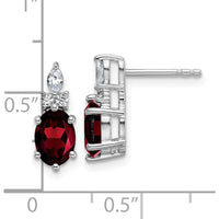 14K White Gold Polished Garnet and Diamond Twisted Drop Earrings - 0.12 Carat Total Diamond Weight, 1.2 Carat Garnet Weight by Oro Pregiato