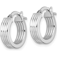 14K White Gold Polished Grooved Large Hoop Earrings - 15.5mm Length by 0