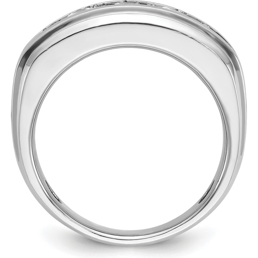 14K White Gold Polished Grooved Men's Ring Mounting - Elegant & Durable Design by IBGoodman