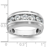 14K White Gold Polished Grooved Men's Ring Mounting - Elegant & Durable Design by IBGoodman
