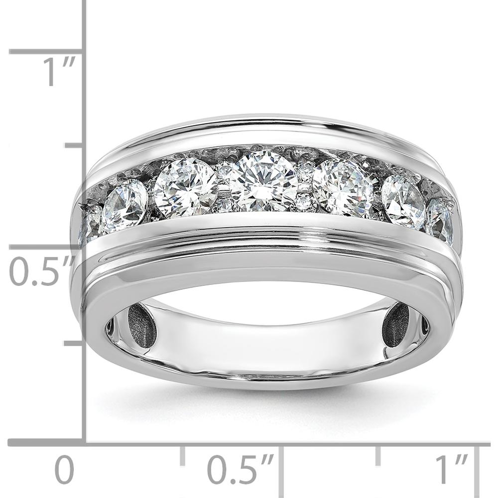 14K White Gold Polished Grooved Men's Ring Mounting - Elegant & Durable Design by IBGoodman