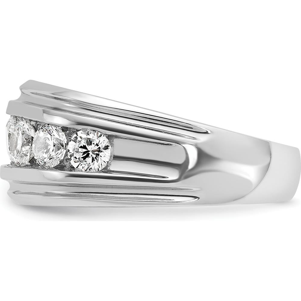 14K White Gold Polished Grooved Men's Ring Mounting - Elegant & Durable Design by IBGoodman