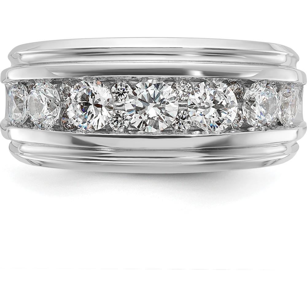 14K White Gold Polished Grooved Men's Ring Mounting - Elegant & Durable Design by IBGoodman