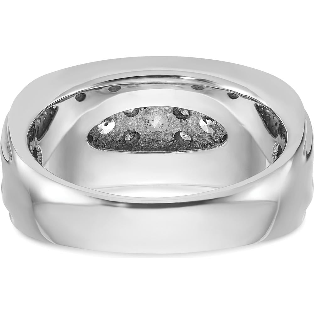 14K White Gold Polished Grooved Men's Ring Mounting - Elegant & Durable Design by IBGoodman
