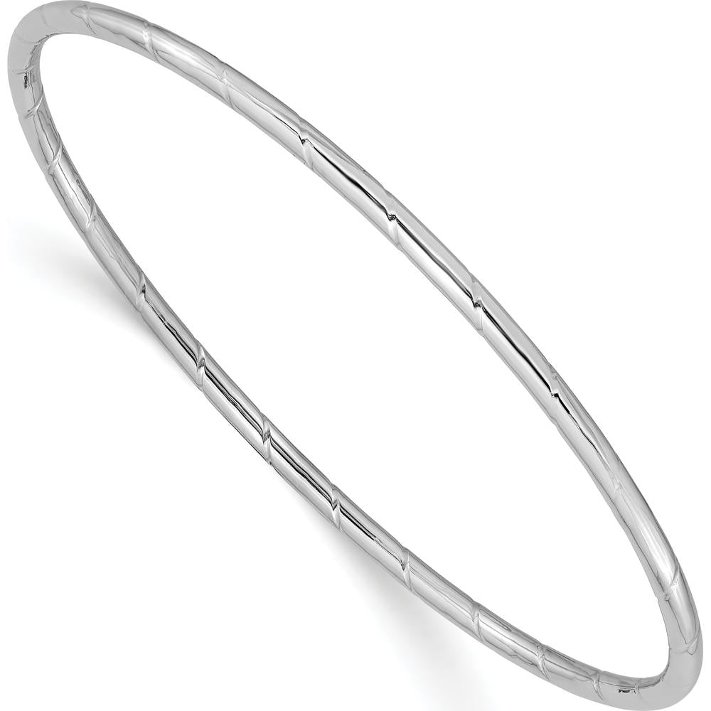 14K White Gold Polished Grooved Slip-on Bangle Bracelet by Oro Pregiato