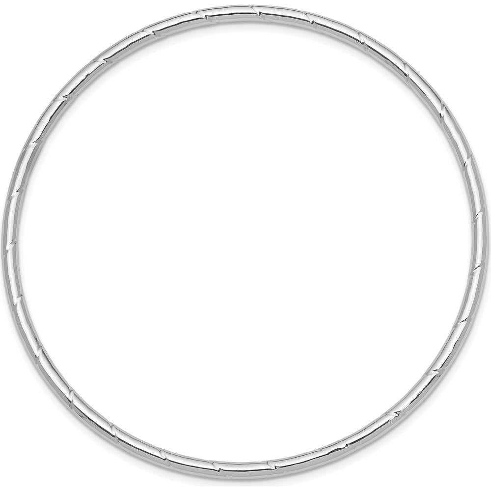 14K White Gold Polished Grooved Slip-on Bangle Bracelet by Oro Pregiato