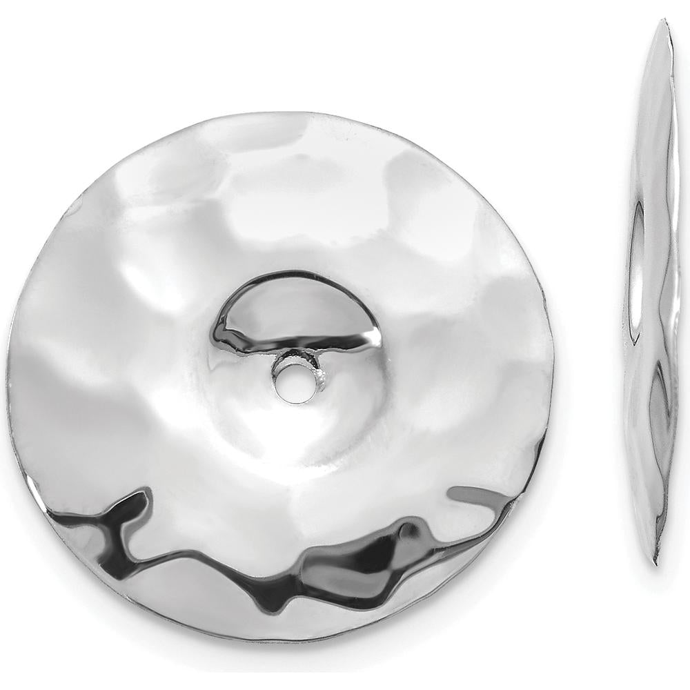 14K White Gold Polished Hammered Disc Earring Jackets by Oro Pregiato
