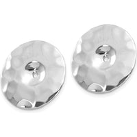 14K White Gold Polished Hammered Disc Earring Jackets by Oro Pregiato