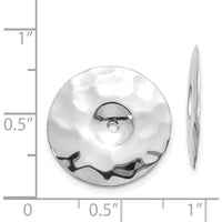 14K White Gold Polished Hammered Disc Earring Jackets by Oro Pregiato