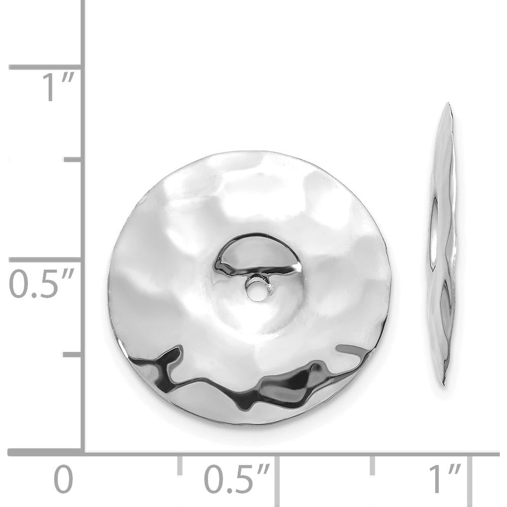 14K White Gold Polished Hammered Disc Earring Jackets by Oro Pregiato