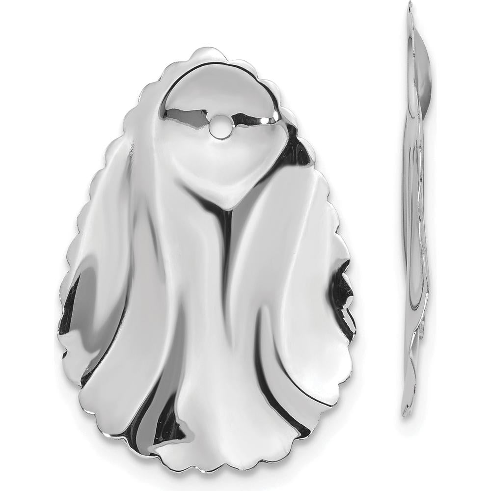14K White Gold Polished Hammered Oval Earring Jackets - Timeless Luxury Design by Oro Pregiato