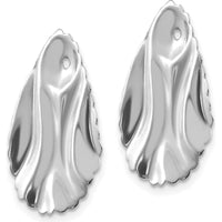14K White Gold Polished Hammered Oval Earring Jackets - Timeless Luxury Design by Oro Pregiato