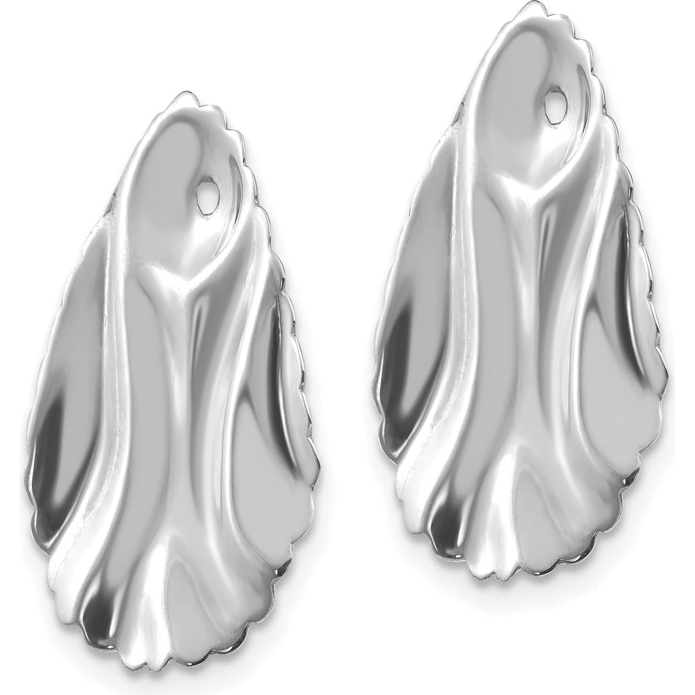 14K White Gold Polished Hammered Oval Earring Jackets - Timeless Luxury Design by Oro Pregiato