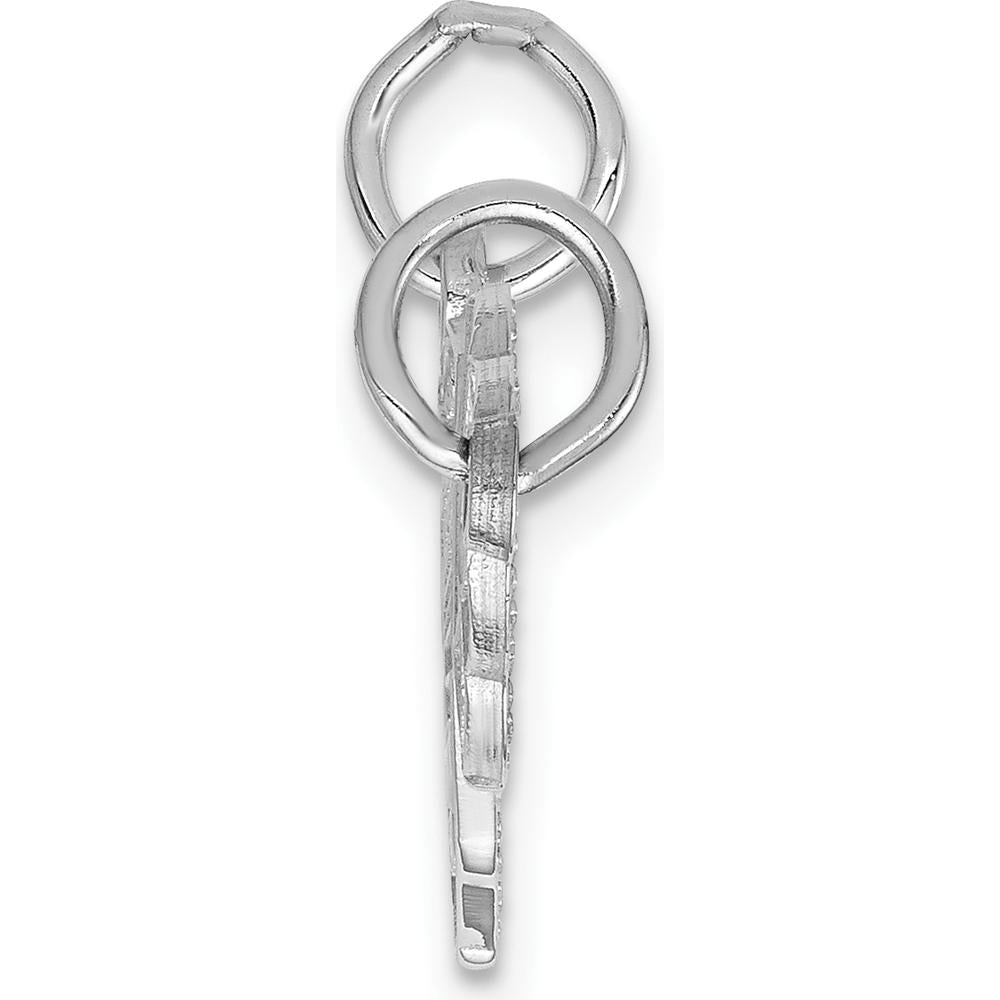 14K White Gold Polished "He Who Holds the Key Can Unlock My Heart" Charm with Rhodium Plating by 0