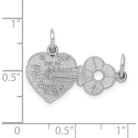 14K White Gold Polished "He Who Holds the Key Can Unlock My Heart" Charm with Rhodium Plating by 0