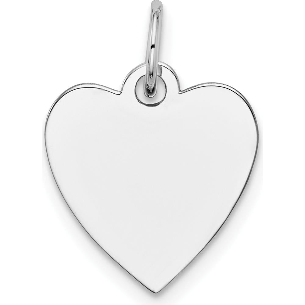 14K White Gold Polished Heart Charm - Engravable Pendant for Personalized Gifts by Oro Pregiato