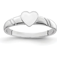 14K White Gold Polished Heart Children's Ring with Rhodium Plating by Oro Pregiato