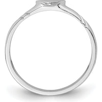 14K White Gold Polished Heart Children's Ring with Rhodium Plating by Oro Pregiato