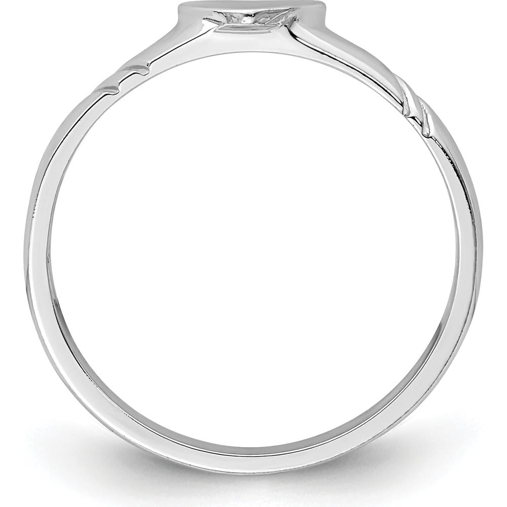14K White Gold Polished Heart Children's Ring with Rhodium Plating by Oro Pregiato