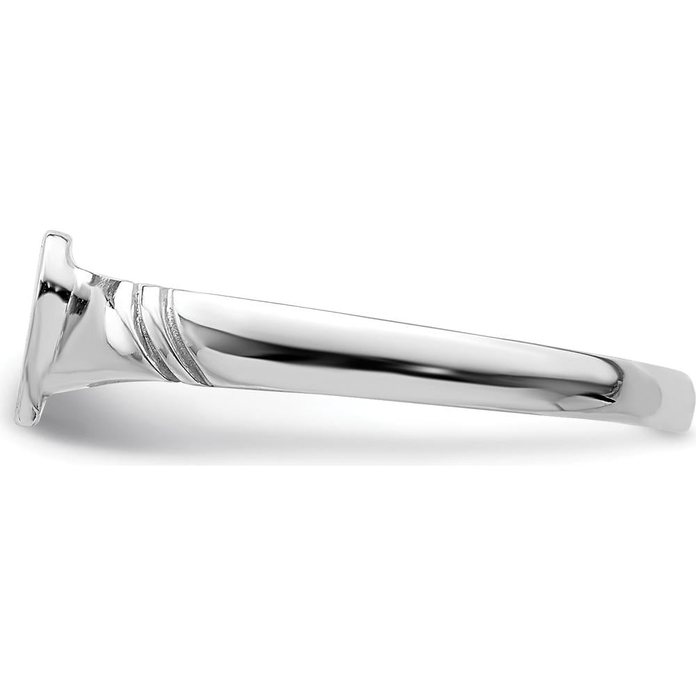 14K White Gold Polished Heart Children's Ring with Rhodium Plating by Oro Pregiato