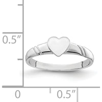 14K White Gold Polished Heart Children's Ring with Rhodium Plating by Oro Pregiato