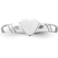 14K White Gold Polished Heart Children's Ring with Rhodium Plating by Oro Pregiato