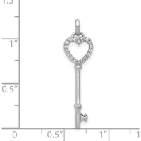 14K White Gold Polished Heart Key Pendant with 18 Round Diamonds - 0.006 Carat Total Diamond Weight by Monteluci Fine Jewelry