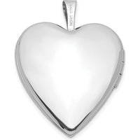 14K White Gold Polished Heart Locket with Engravable Feature - 20mm by Monteluci Fine Jewelry