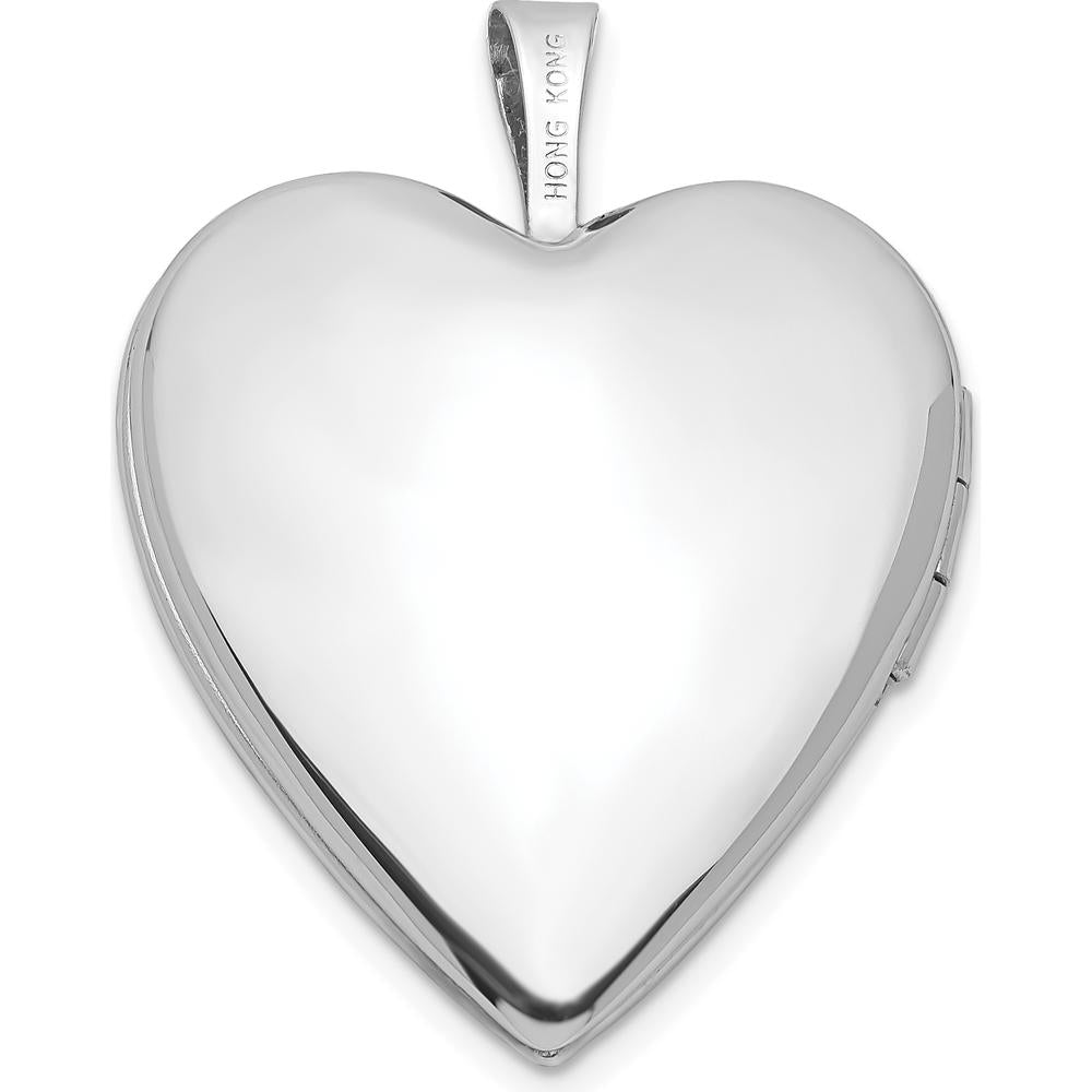 14K White Gold Polished Heart Locket with Engravable Feature - 20mm by Monteluci Fine Jewelry