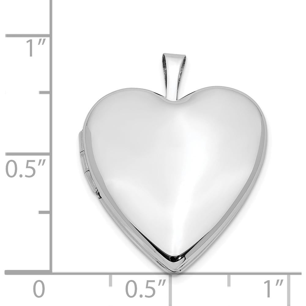14K White Gold Polished Heart Locket with Engravable Feature - 20mm by Monteluci Fine Jewelry
