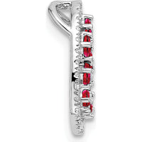14K White Gold Polished Heart Pendant with Diamond and Ruby - 0.69 Carat Ruby, 0.18 Carat Total Diamond Weight by Oro Pregiato