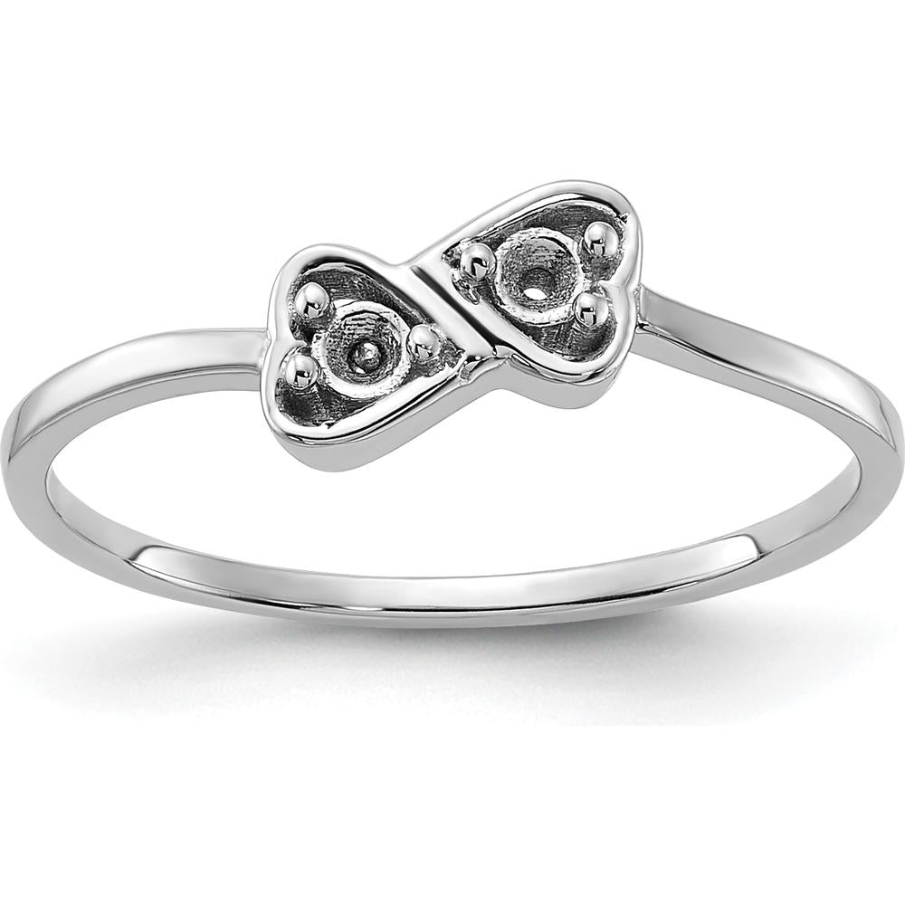 14K White Gold Polished Heart Ring Mounting - 5mm Top Length, 9mm Top Width by Oro Pregiato