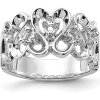 14K White Gold Polished Heart Ring Mounting - Diamond Ready, 0.30 Carat by Oro Pregiato