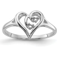14K White Gold Polished Heart Ring Mounting - Elegant Design with 2mm Band Width by Oro Pregiato
