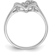14K White Gold Polished Heart Ring Mounting - Elegant Design with 2mm Band Width by Oro Pregiato