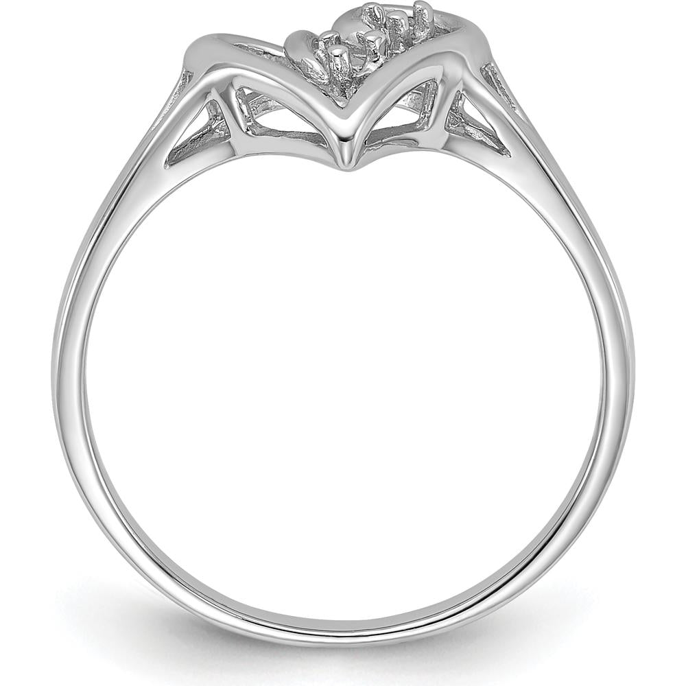 14K White Gold Polished Heart Ring Mounting - Elegant Design with 2mm Band Width by Oro Pregiato