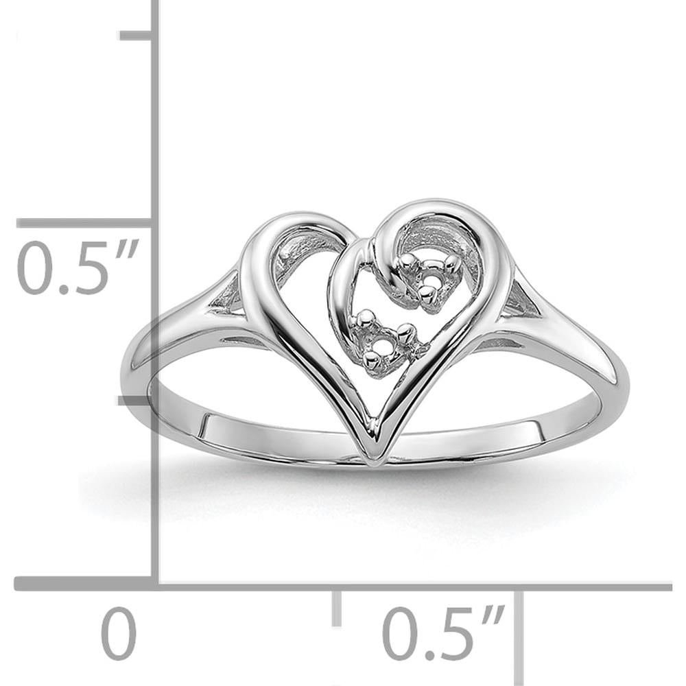 14K White Gold Polished Heart Ring Mounting - Elegant Design with 2mm Band Width by Oro Pregiato