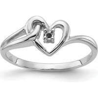 14K White Gold Polished Heart Ring Mounting for Custom Diamond - 0.03 Carat Total Diamond Weight by Oro Pregiato