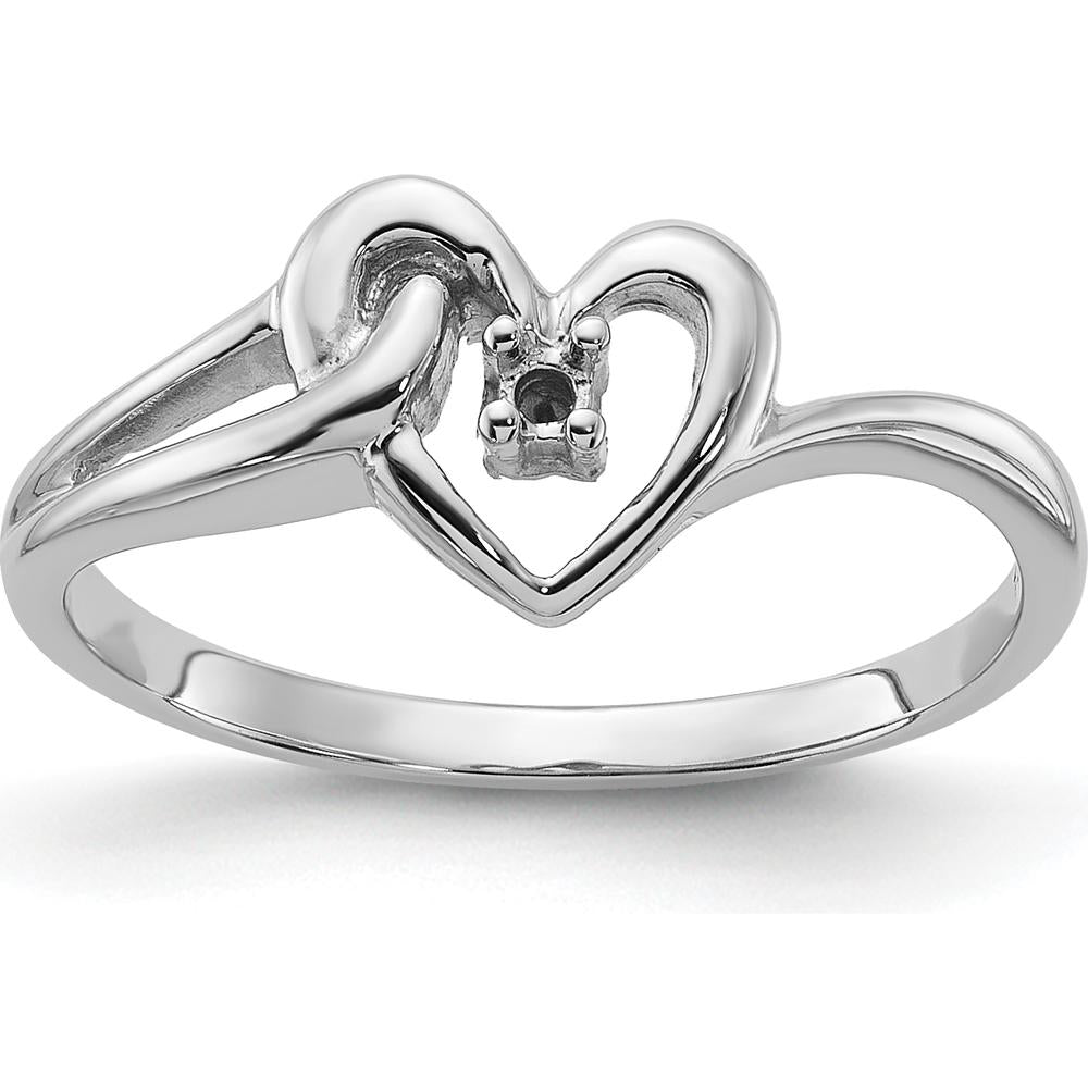 14K White Gold Polished Heart Ring Mounting for Custom Diamond - 0.03 Carat Total Diamond Weight by Oro Pregiato