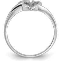 14K White Gold Polished Heart Ring Mounting for Custom Diamond - 0.03 Carat Total Diamond Weight by Oro Pregiato