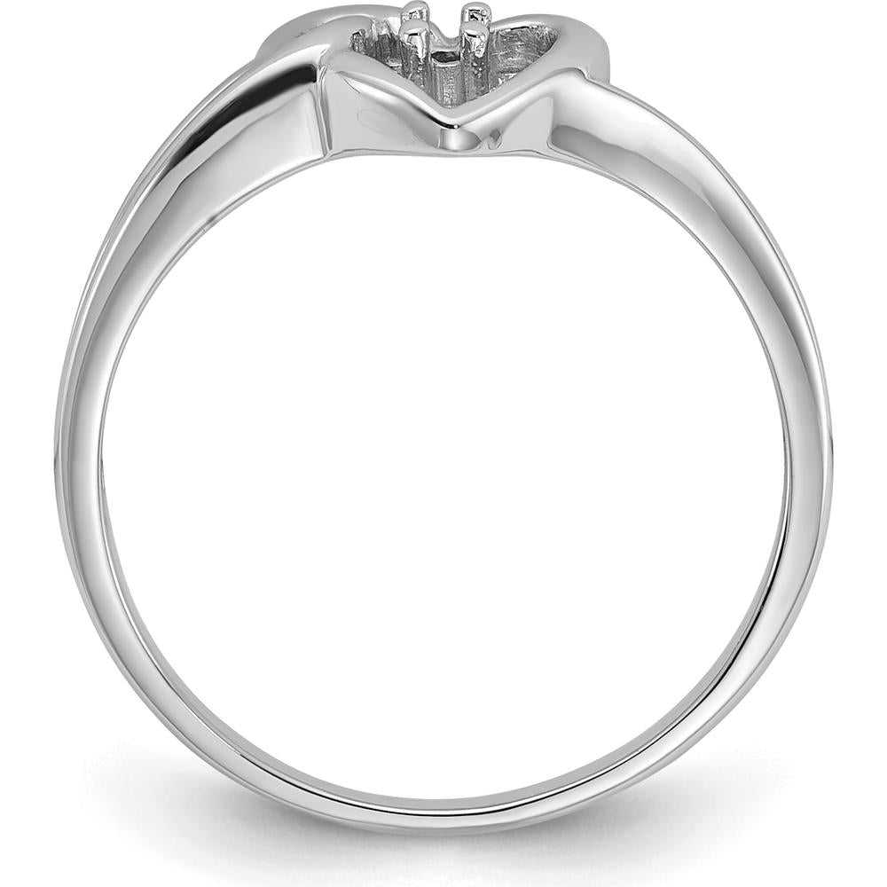 14K White Gold Polished Heart Ring Mounting for Custom Diamond - 0.03 Carat Total Diamond Weight by Oro Pregiato