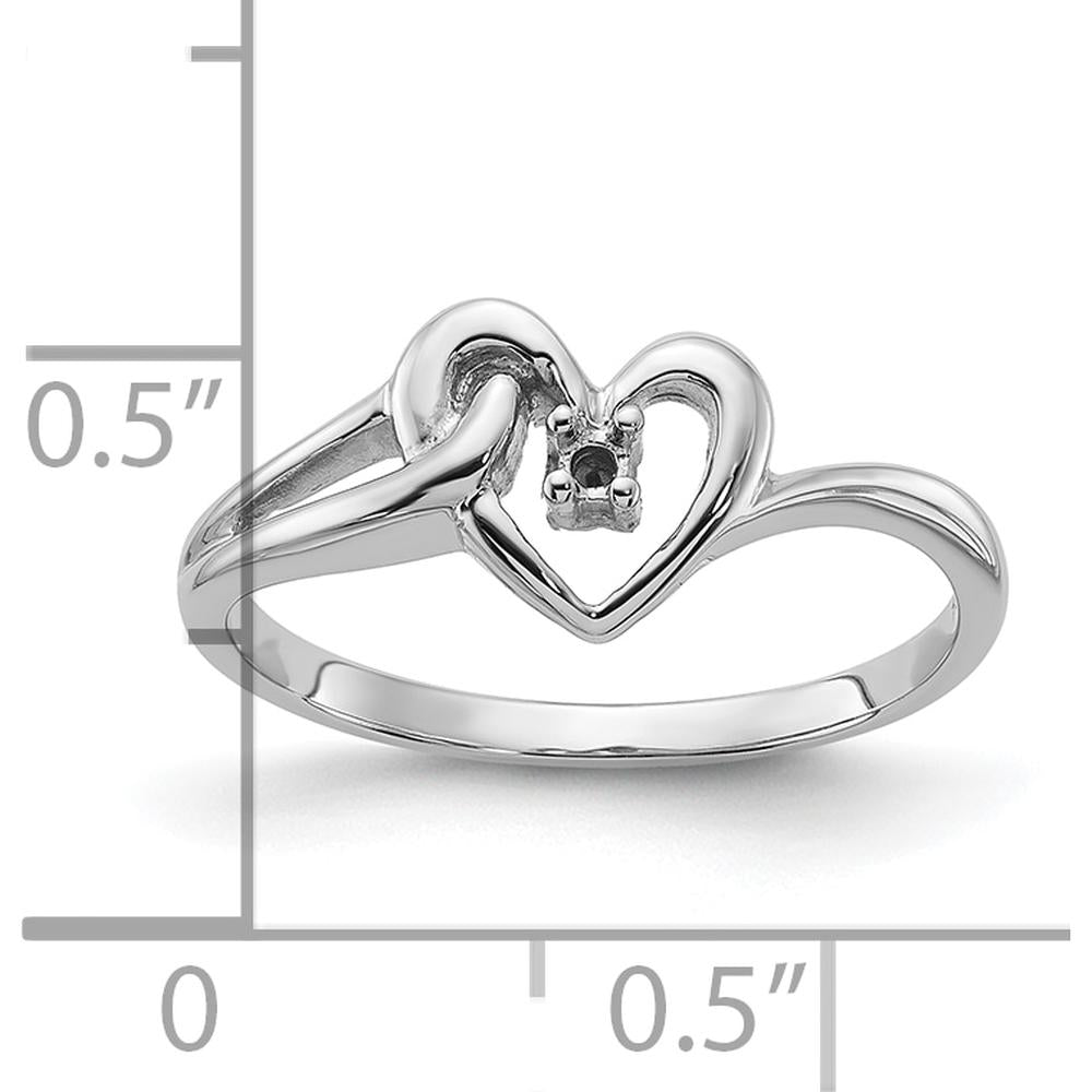 14K White Gold Polished Heart Ring Mounting for Custom Diamond - 0.03 Carat Total Diamond Weight by Oro Pregiato