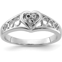14K White Gold Polished Heart Ring Mounting for Custom Diamonds - Tapered Band by Oro Pregiato