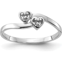 14K White Gold Polished Heart Ring Mounting with 0.02 Carat Total Diamond Weight by Oro Pregiato