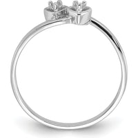 14K White Gold Polished Heart Ring Mounting with 0.02 Carat Total Diamond Weight by Oro Pregiato