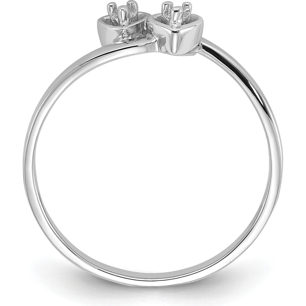 14K White Gold Polished Heart Ring Mounting with 0.02 Carat Total Diamond Weight by Oro Pregiato