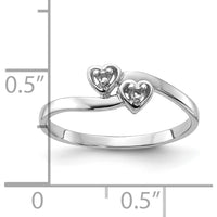 14K White Gold Polished Heart Ring Mounting with 0.02 Carat Total Diamond Weight by Oro Pregiato