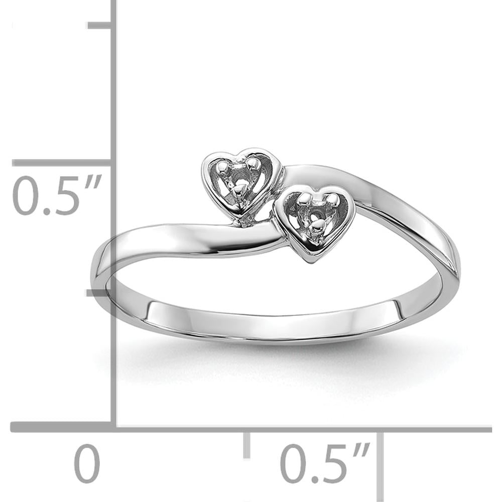 14K White Gold Polished Heart Ring Mounting with 0.02 Carat Total Diamond Weight by Oro Pregiato