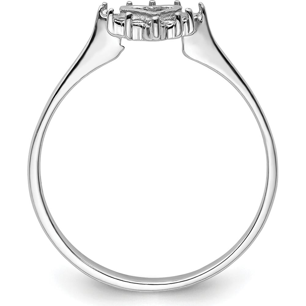 14K White Gold Polished Heart Ring Mounting with 12 Round Stone Settings - 0.17 Carat Total Weight by Oro Pregiato