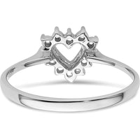 14K White Gold Polished Heart Ring Mounting with 12 Round Stone Settings - 0.17 Carat Total Weight by Oro Pregiato